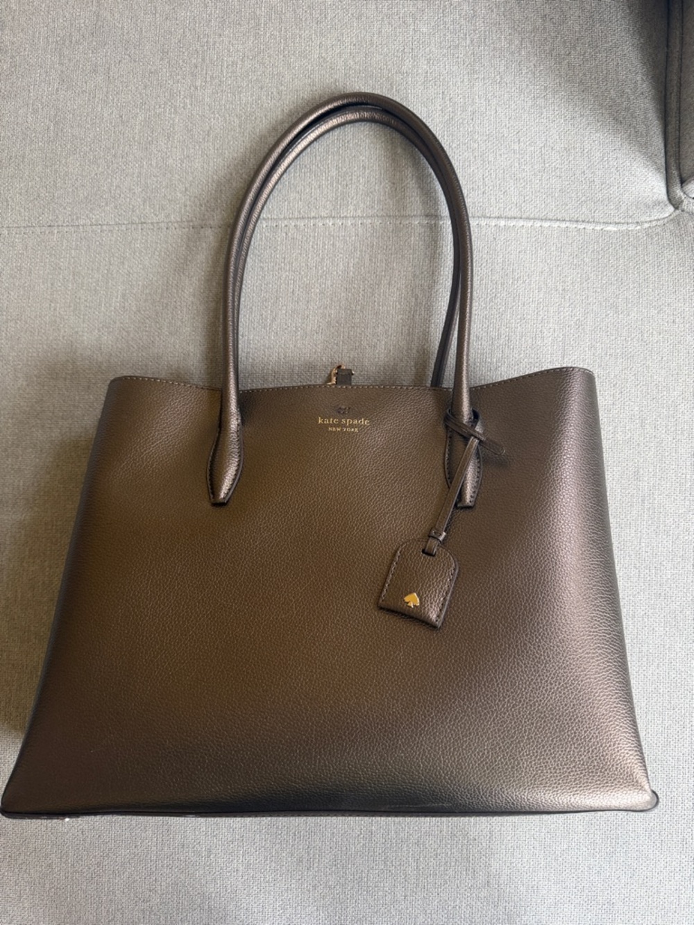 Kate Spade Bronze Pebbled Leather Tote with Double Handles